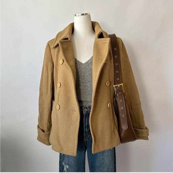 Express Design Studio Wool Blend double-breasted Peacoat Medium - Picture 5 of 8